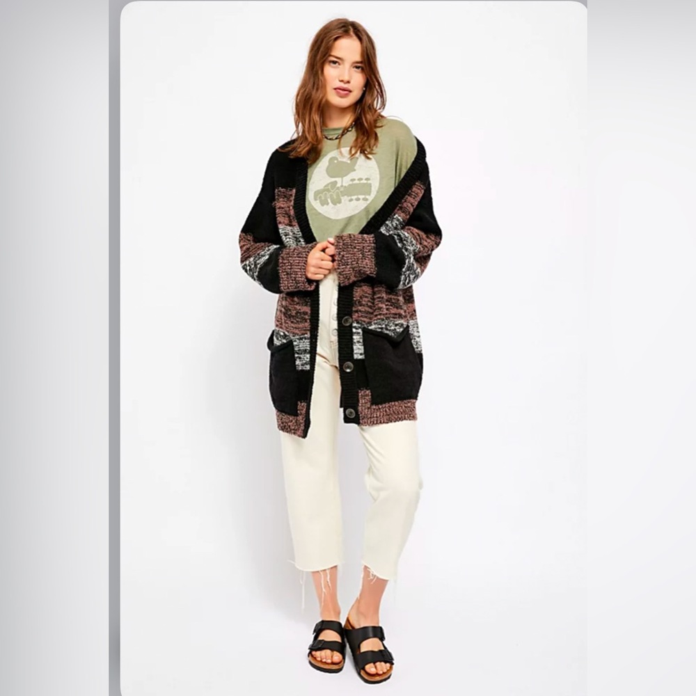 $148 NWT FREE PEOPLE Sz Small SOUTHPORT STRIPED CARDIGAN HELSINKI